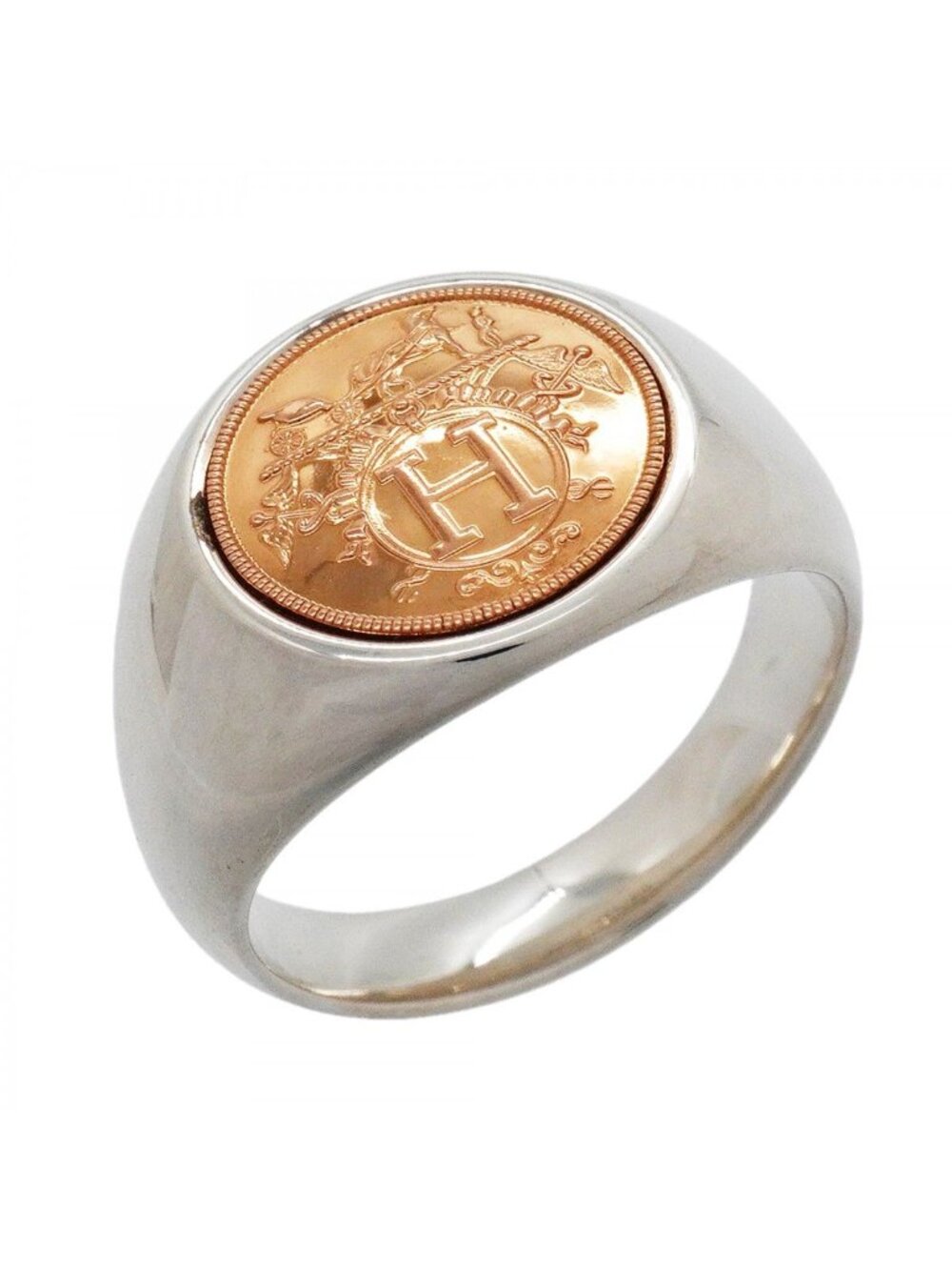 Hermes Ring Exribris 18k Pink Gold 925 Sterling Silver